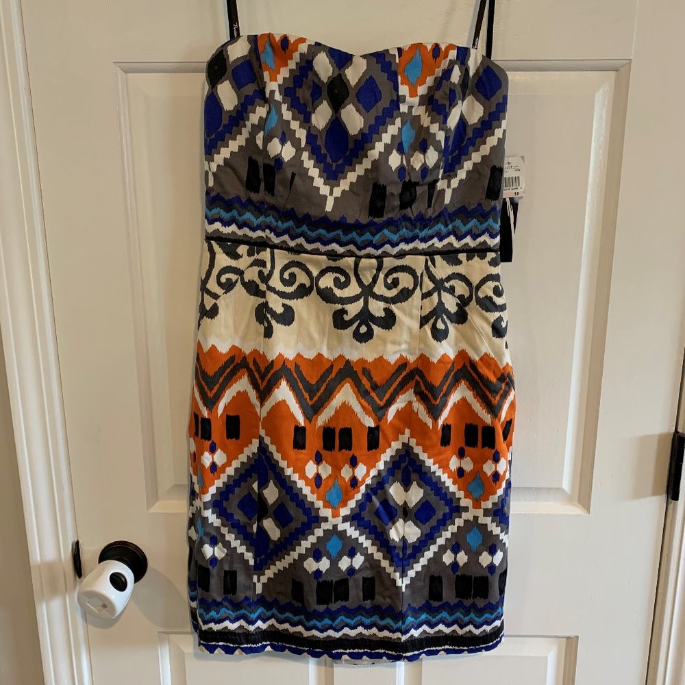 NEW Roulette Ladies Mixed Print Strapless Dress Size 10